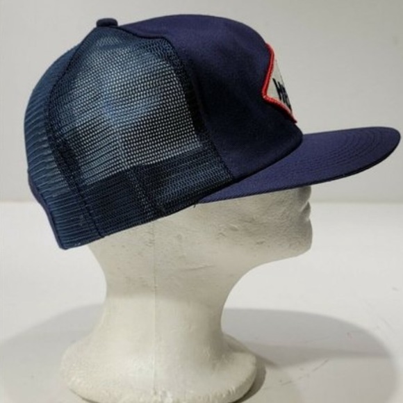 Vintage HEMCO Navy Blue Snapback Mesh Logo Patch Hat Cap Oilfield Engines - Picture 3 of 5